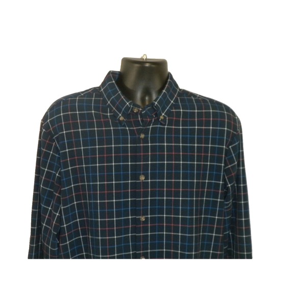 Mizzen + Main Leeward Shirt Mens XL Blue Plaid Trim Fit Button Down Long Sleeve - Picture 3 of 13